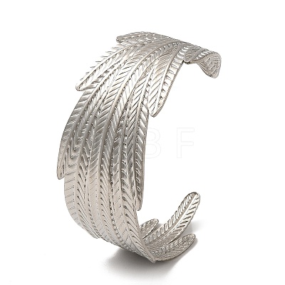 304 Stainless Steel Open Cuff Bangles AJEW-Z009-06E-P-1