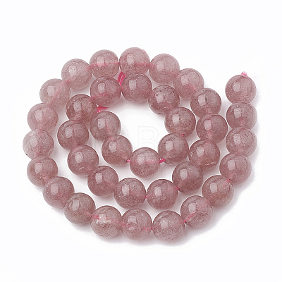 Natural Dyed Strawberry Quartz Beads Strands X-G-S295-15-8mm-1-1