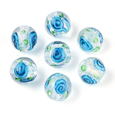 Handmade Foil Lampwork Beads Strands FOIL-T008-05E-1