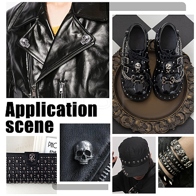 80Pcs Halloween Skull Zinc Alloy Collision Rivets TIBE-PH0002-54-1