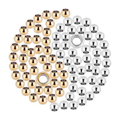 200Pcs 2 Colors PVD Vacuum Plating 304 Stainless Steel Spacer Beads STAS-SC0003-21-1