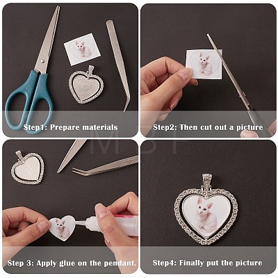 DIY Heart Rhinestone Pendant Making Kits DIY-SZ0006-25-1