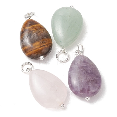 Natural Mixed Gemstone Pendants PALLOY-JF05387-02-1