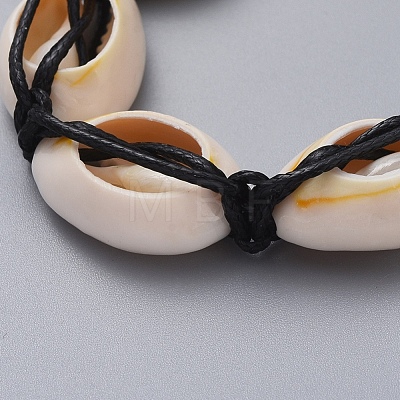 Natural Cowrie Shell Braided Beads Bracelets X-BJEW-JB05057-01-1