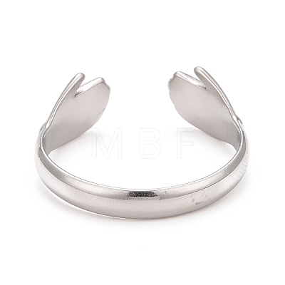 Non-Tarnish 304 Stainless Steel Double Hand Hug Open Cuff Ring for Women RJEW-C025-08B-P-1