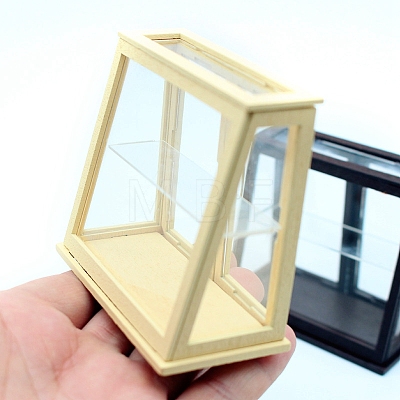 Wood Acrylic Dollhouse Miniature Display Cabinet PW-WG2DCE8-01-1