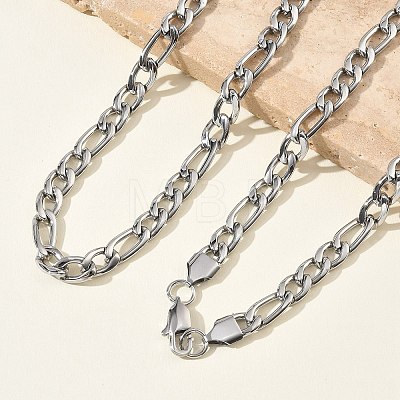6MM 304 Stainless Steel Figaro Chain Necklaces NJEW-G203-02P-1