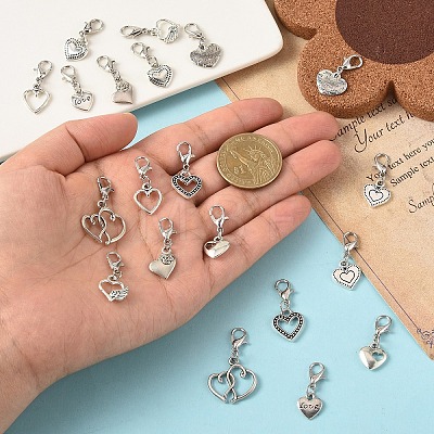 20Pcs 10 Styles Alloy Pendant Decorations HJEW-YW00496-1