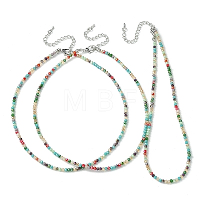 Faceted Rondelle Glass Beaded Necklace for Women NJEW-M208-01E-1