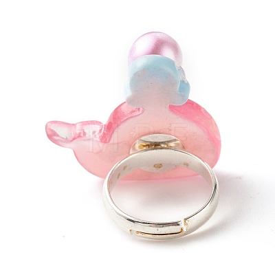 Resin 3D Whale Adjustable Ring RJEW-JR00428-07-1
