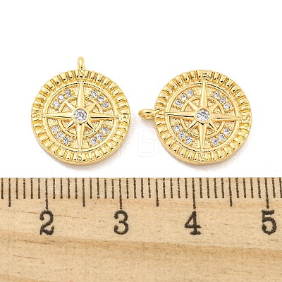 Brass Micro Pave Clear Cubic Zirconia Charms KK-Z044-35G-1