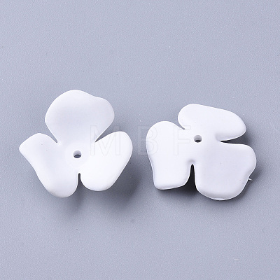 3-Petal Spray Painted Acrylic Bead Caps MACR-N007-01G-1