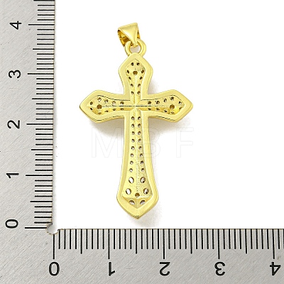 Rack Plating Brass Micro Pave Cubic Zirconia Pendants KK-B091-44G-1