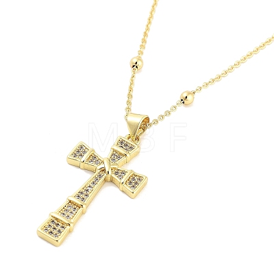 Brass Micro Pave Clear Cubic Zirconia Pendant Necklaces NJEW-Z035-03D-G-1