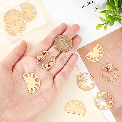 12Pcs 2 Style Brass Pendants KK-DC0001-55-1