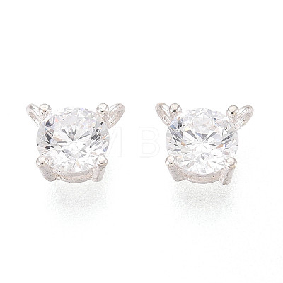 925 Sterling Silver Pave Clear Cubic Zirconia Flat Round Charms STER-T008-69S-01-1