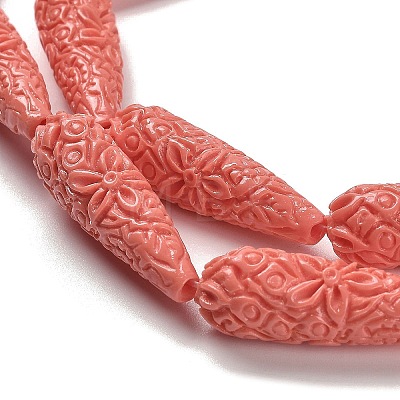 Synthetic Coral Carved Beads Strands CORA-C003-09A-03-1