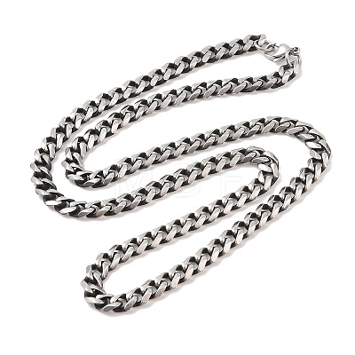 304 Stainless Steel Cuban Link Chain Necklaces NJEW-K378-16A-AS-1