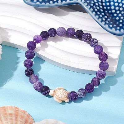 Dyed Natural Weathered Agate Round Beads Stretch Bracelets BJEW-JB11078-02-1