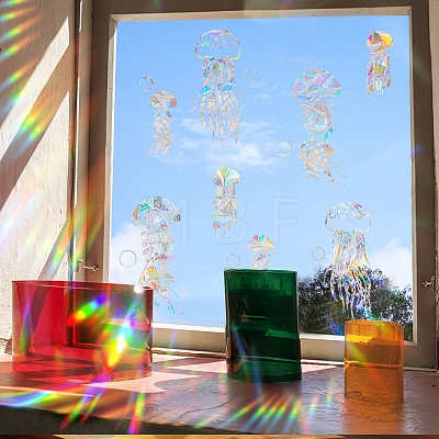 Jellyfish Rainbow Prism Electrostatic Window Stickers PW-WGD5262-01-1