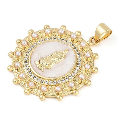 Rack Plating Brass Micro Pave Clear Cubic Zirconia Pendants KK-P287-36B-G-1