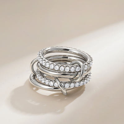 Brass Micro Pave Cubic Zirconia Finger Rings FS-WG6545E-10-1
