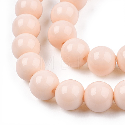 Opaque Solid Color Glass Beads Strands GLAA-T032-P10mm-09-1