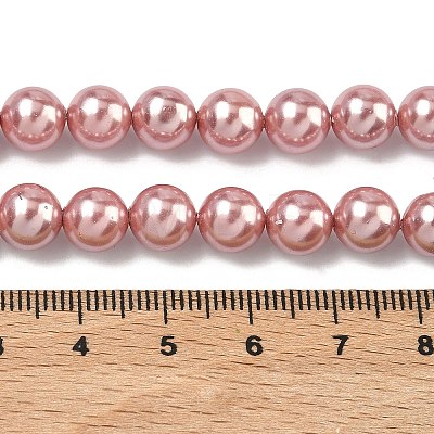 Electroplated Shell Pearl Beads Strands X-BSHE-G041-8mm-05-1