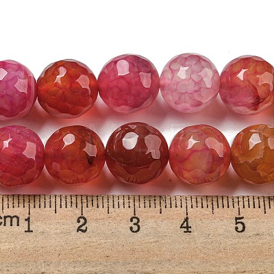 Faceted Natural Dragon Veins Agate Beads Strands G-F447-12mm-P08-1