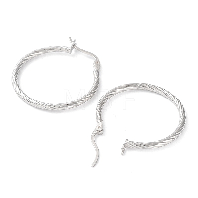 Rhodium Plated 925 Sterling Silver Hoop Earrings EJEW-K258-03B-P-1