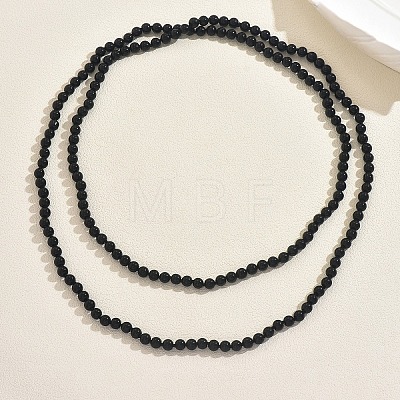 French Style 8MM Round Plastic Imitation Pearl Beaded Long Necklaces for Women EA7399-1-1