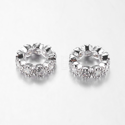 Brass Cubic Zirconia European Beads ZIRC-F001-109P-1