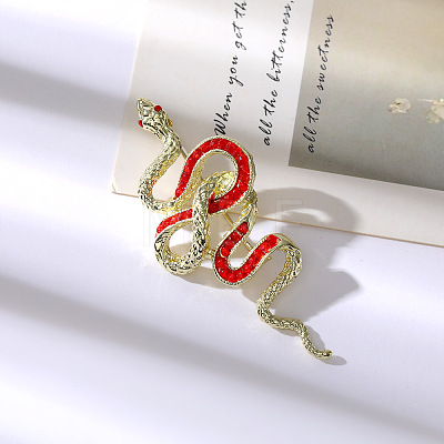 Snake Aolly Rhinestone Brooches JEWB-V008-01LG-01-1
