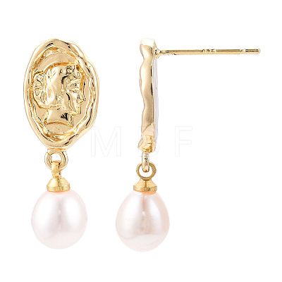 Natural Pearl Dangle Stud Earrings PEAR-N020-06M-1