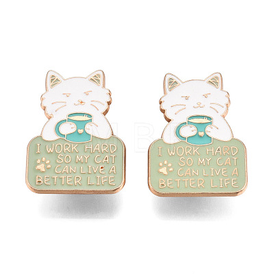 Cat Have a Cup of Tea Enamel Pin JEWB-N007-251-1