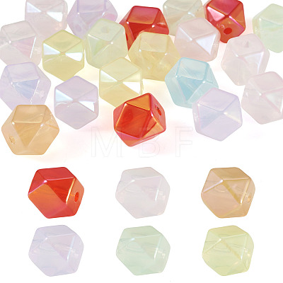 20Pcs UV Plating Opaque Acrylic Imitation Jelly Beads OACR-TADJ0001-09B-1