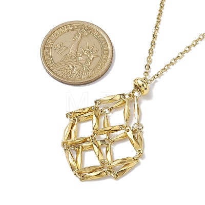 Crystal Stone Cage Pendant Necklaces NJEW-JN04759-03-1
