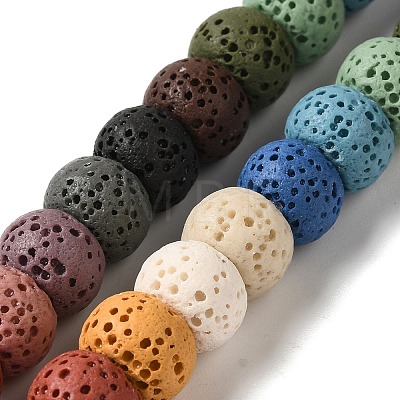 Natural Lava Rock Dyed Beads Strands G-Z036-B01-19-1