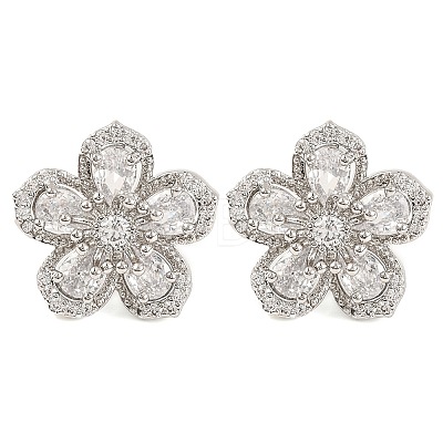 Cubic Zirconia Flower Stud Earrings EJEW-I304-16P-1