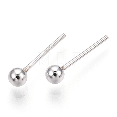 925 Sterling Silver Round Ball Stud Earrings STER-T005-01C-1