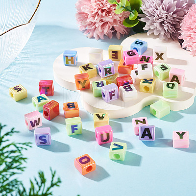 50Pcs Opaque UV Plating Acrylic Beads SACR-TA0001-72-1