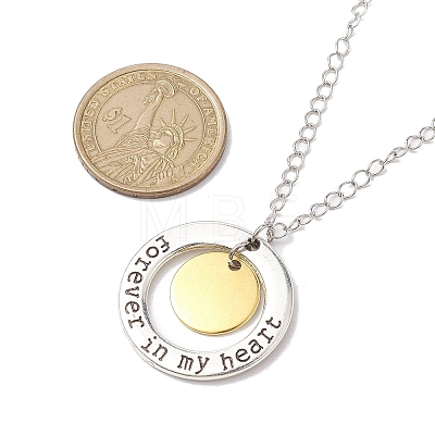 304 Stainless Steel and Alloy Round With Word Forever In My Heart Pendants Necklace NJEW-JN04697-02-1