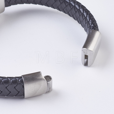 Men's Braided Leather Cord Bracelets BJEW-P194-14B-1