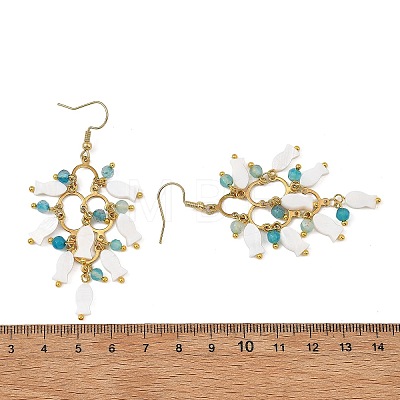 304 Stainless Steel & Natural Freshwater Shell & Agate Cluster Chandelier Earrings for Women EJEW-JE07468-1