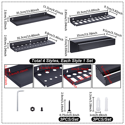 4 Bags 4 Styles Carbon Steel Wall-Mounted Plisers Screwdriver Wrench Holder ODIS-UN0001-38-1