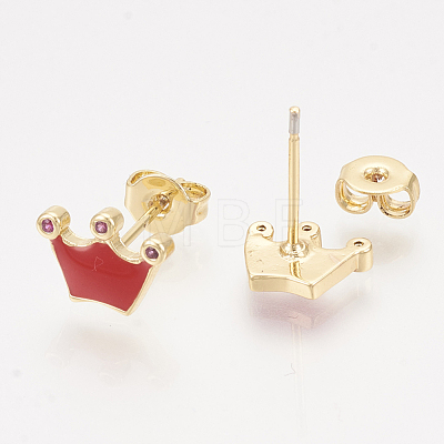 Brass Cubic Zirconia Stud Earrings EJEW-S201-171B-1