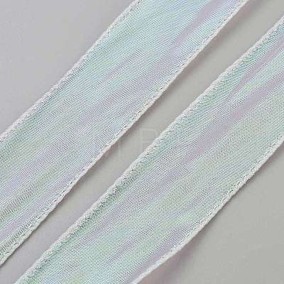 10 Yards Polyester Iridescent Lace Ribbon OCOR-WH20001-12G-1