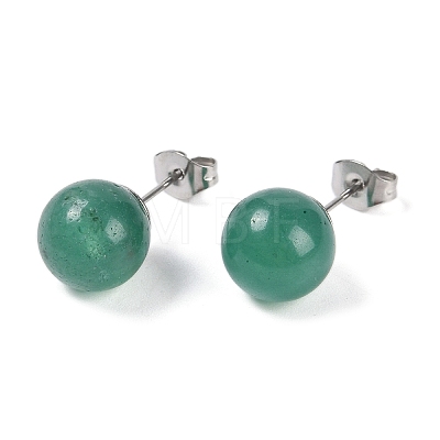 Natural Green Aventurine Stud Earrings EJEW-Z060-04P-01-1