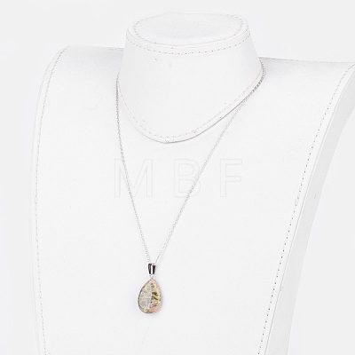 Natural & Synthetic Gemstone Pendant Necklaces NJEW-JN02160-1