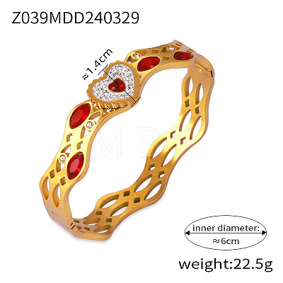 304 Stainless Steel Pave Cubic Zirconia Bangles FS-WG9DD70-08-1